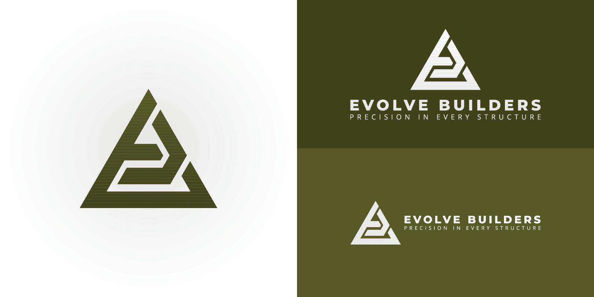 Dynamic EB logo for construction and engineering. The interlocking triangle design symbolizes collaboration, strategic growth, and foundational excellence. vector
