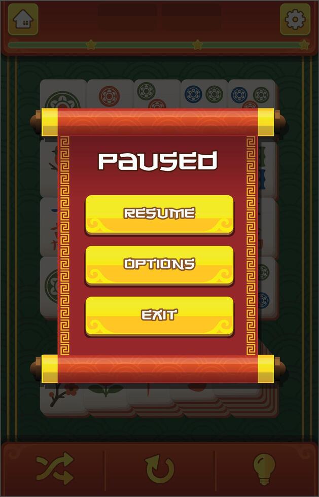 Paused game screen with options vector