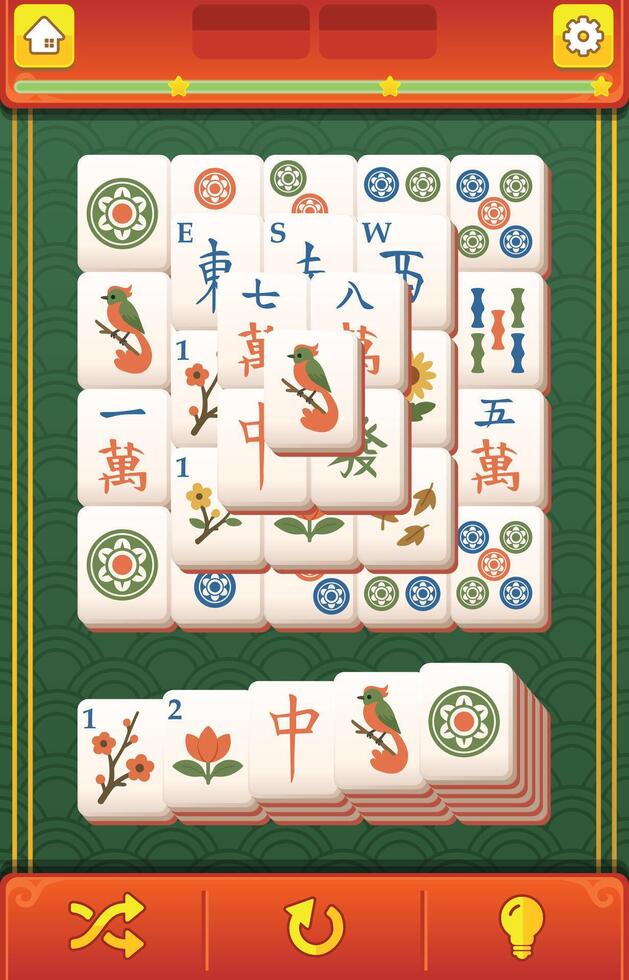 Colorful Mahjong tiles layout vector
