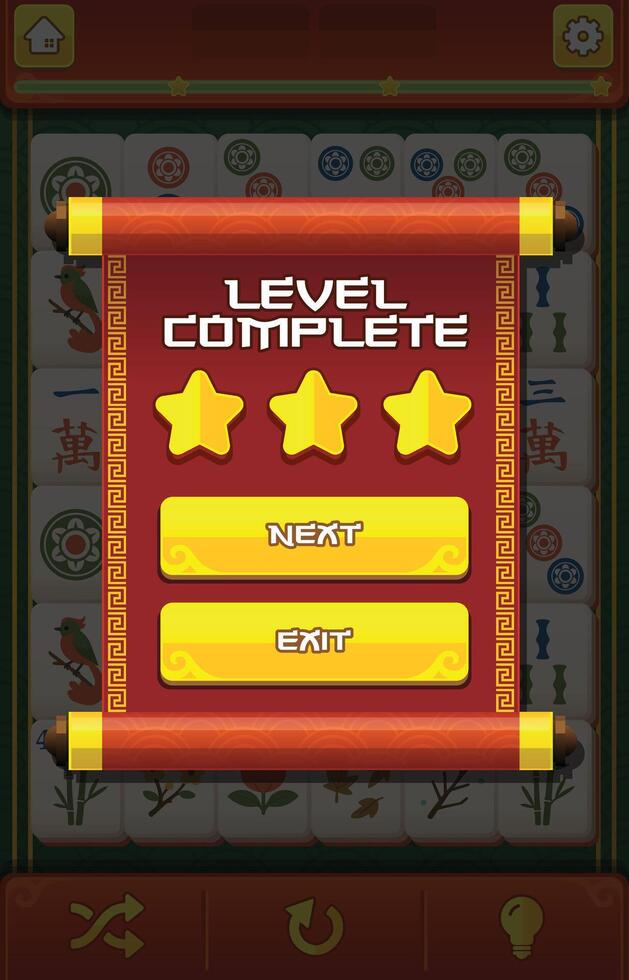 Level completion screen in game vector