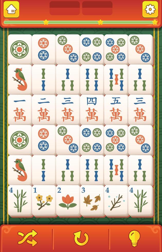 Colorful Mahjong game tile arrangement vector