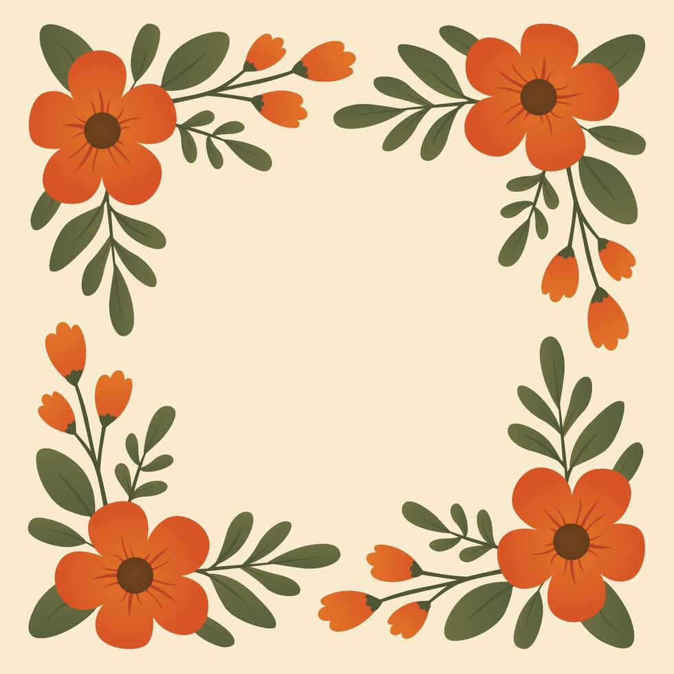 Floral frame with orange flowers vector