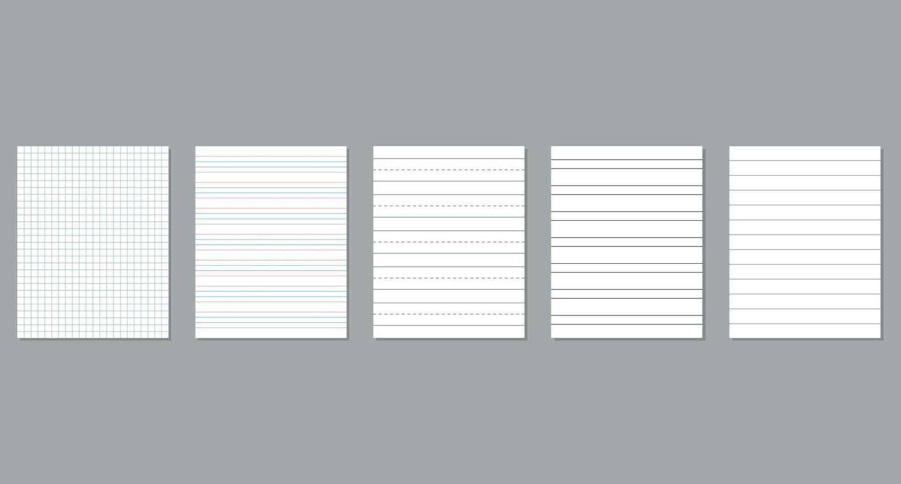 Collection of Blank Lined and Grid Pages for Notes and Education vector