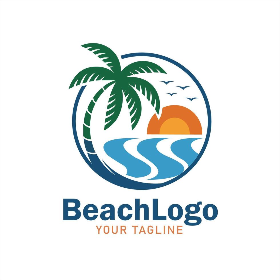summer beach logo illustration vector