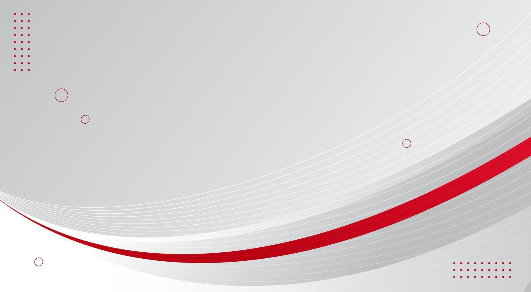 Minimal red and grey wave background with abstract line and circle elements vector