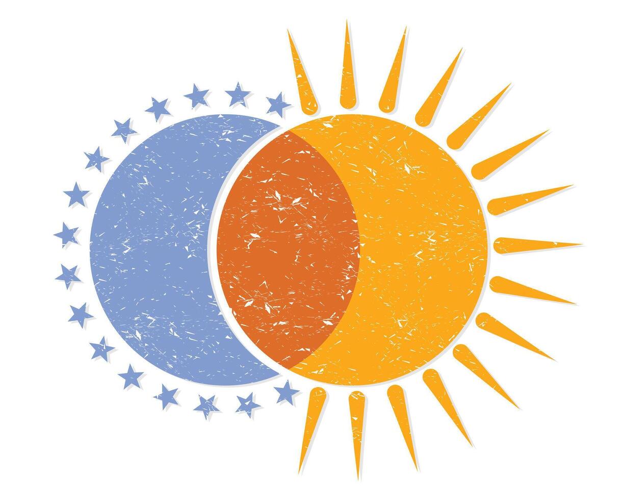 Logo with moon and sun. vector