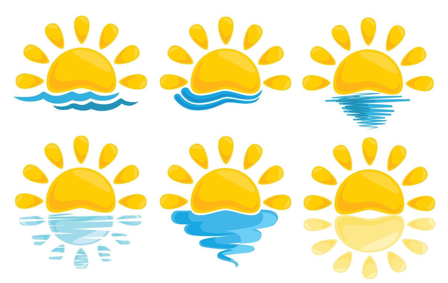 sun Logos with sea. vector
