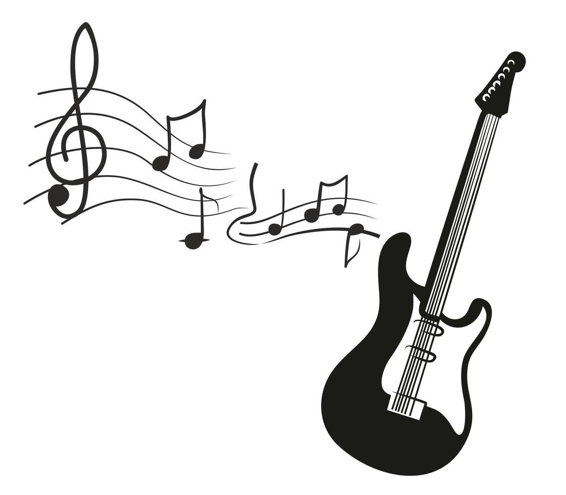 Guitar with notes. vector