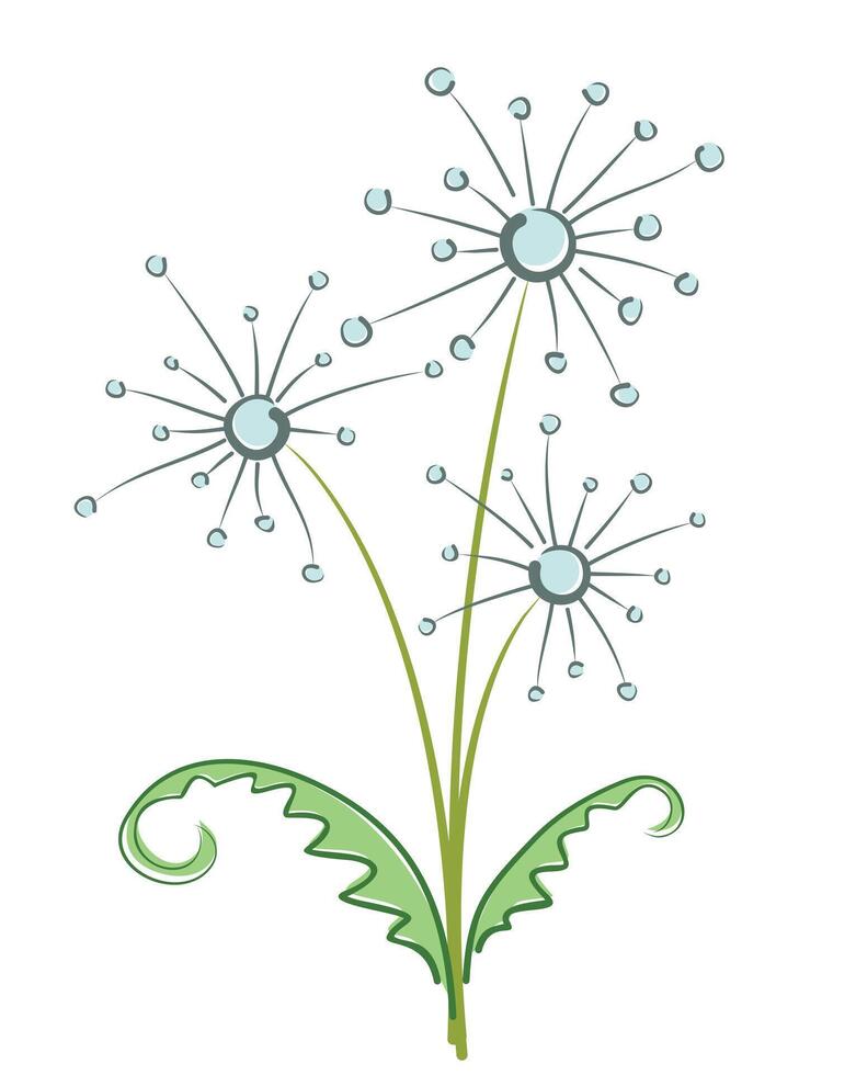 Bouquet of field dandelions. vector