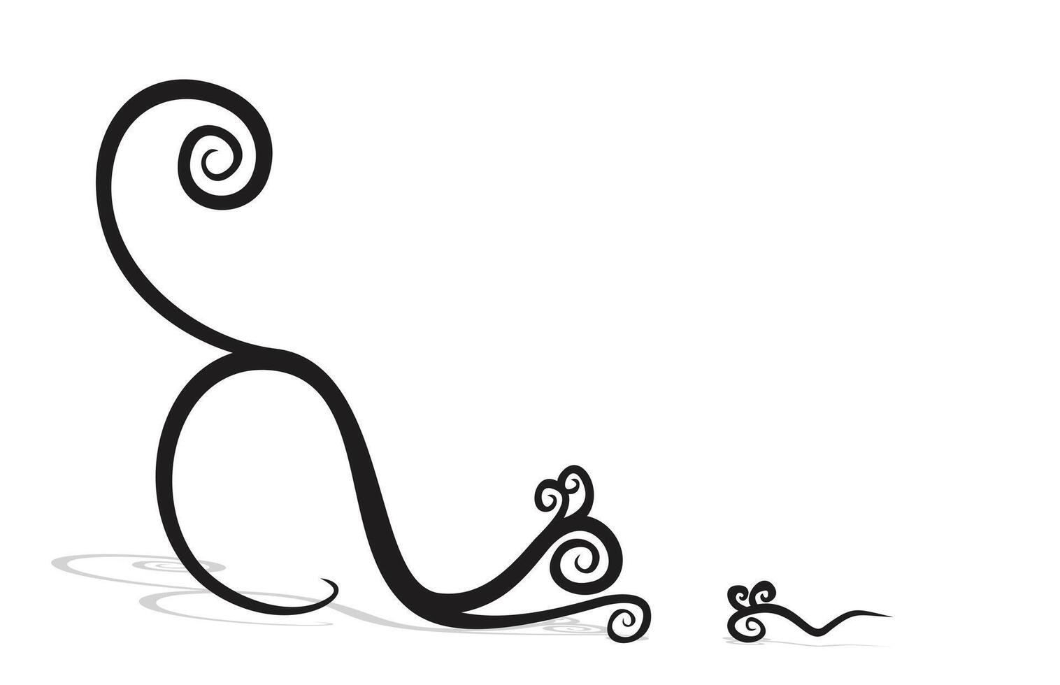 Cat with mouse. vector