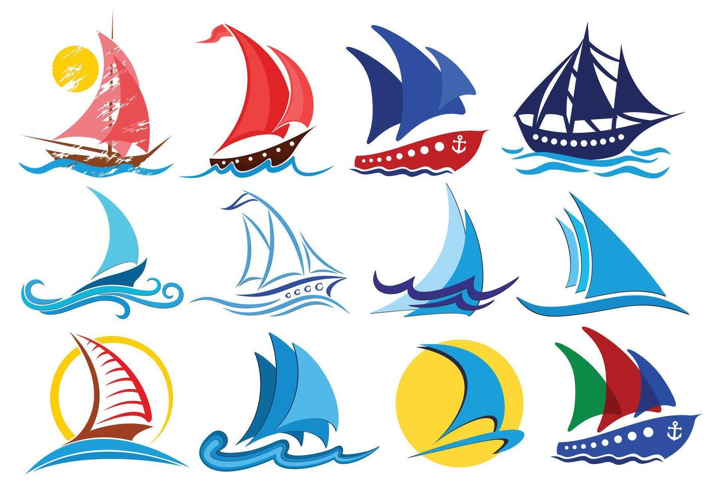 The Logos of sailing vessels. vector