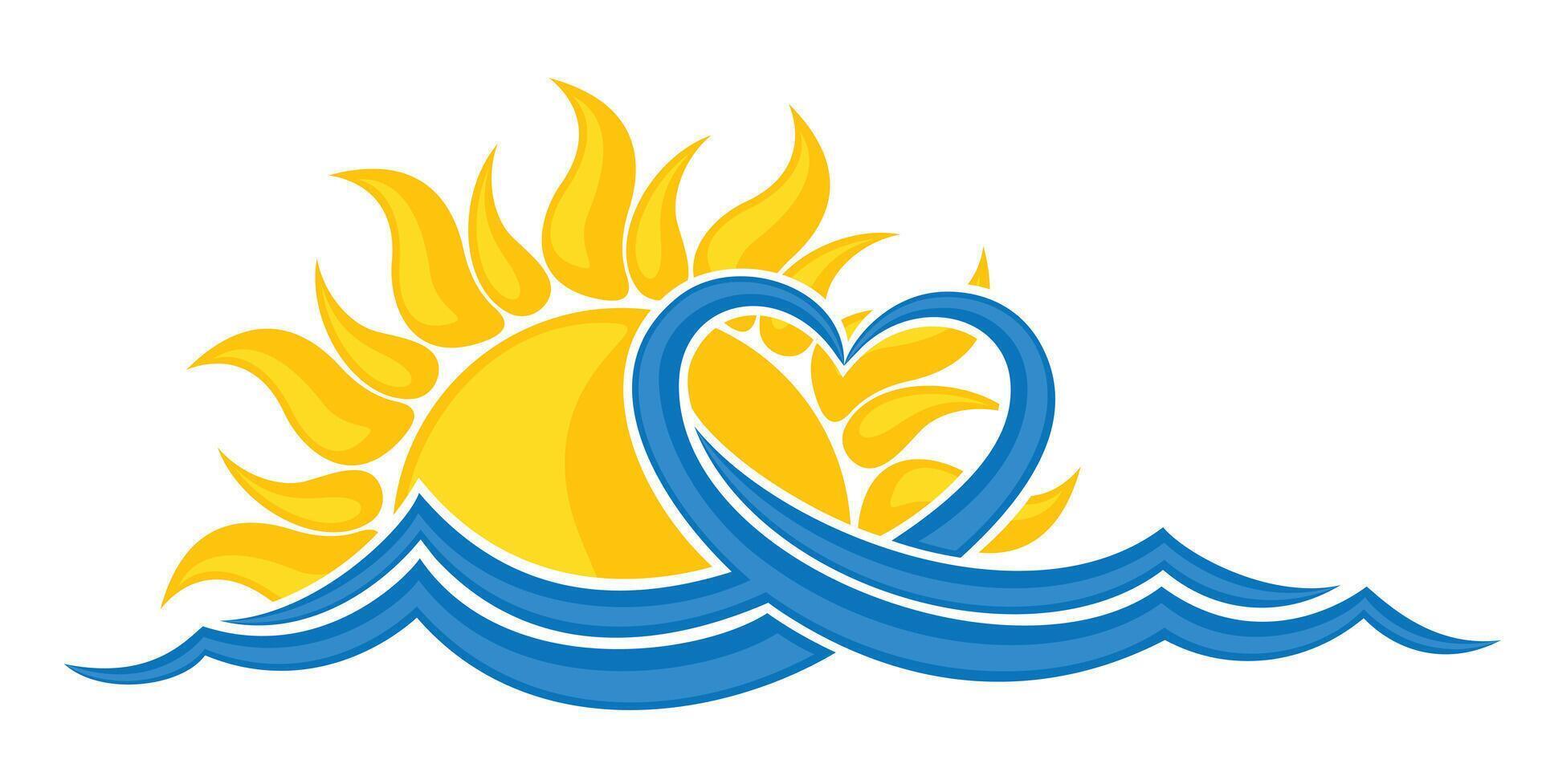 Sun and sea stylized sumbol. vector