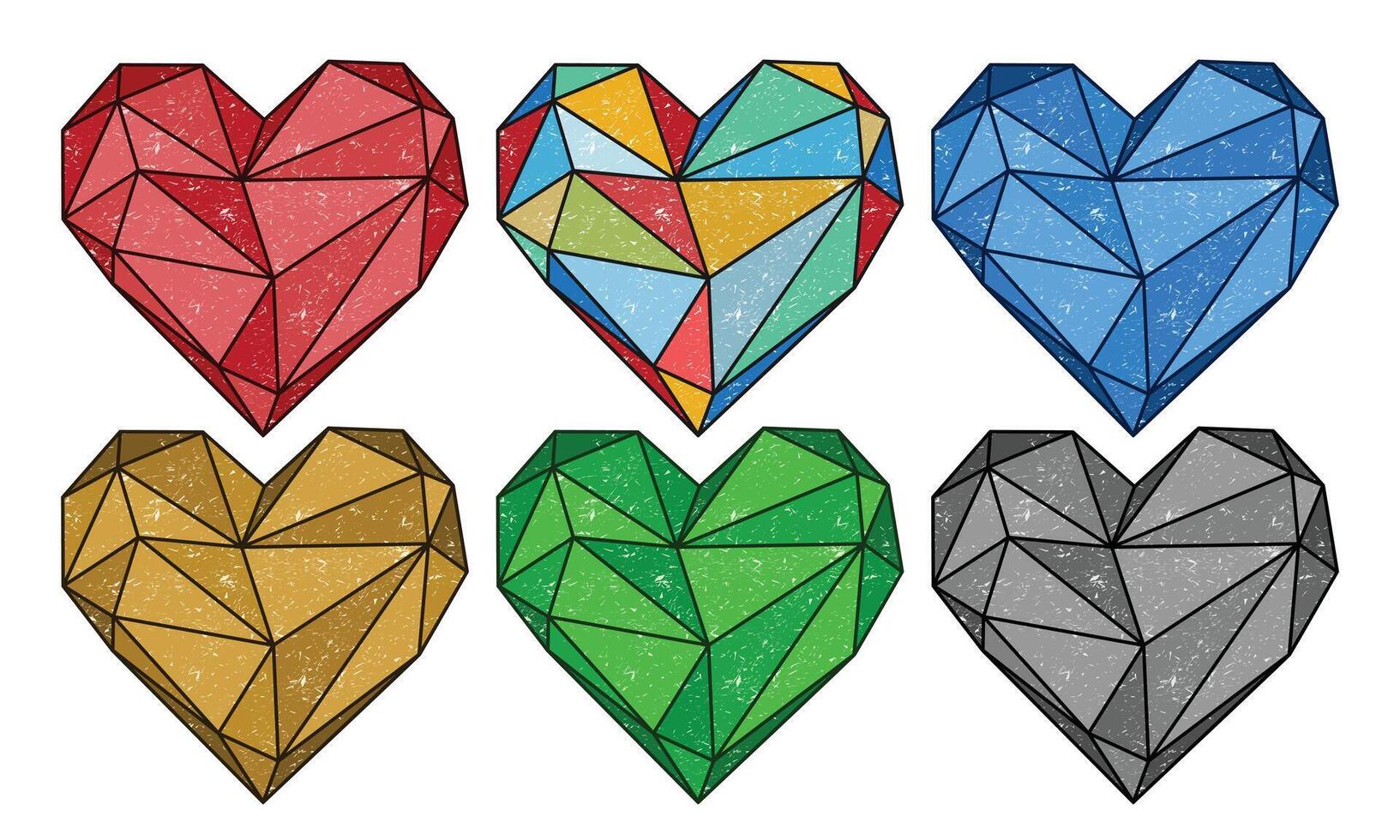 Colored jewels in the shape of heart. vector