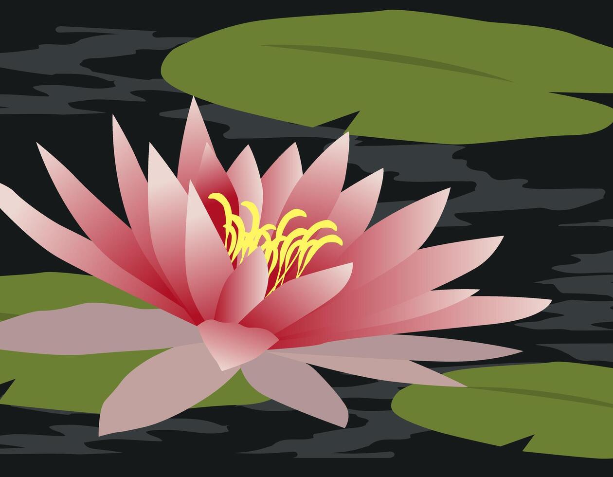 Lotus flower in flat design style. Minimalistic background of blooming flower over water. vector