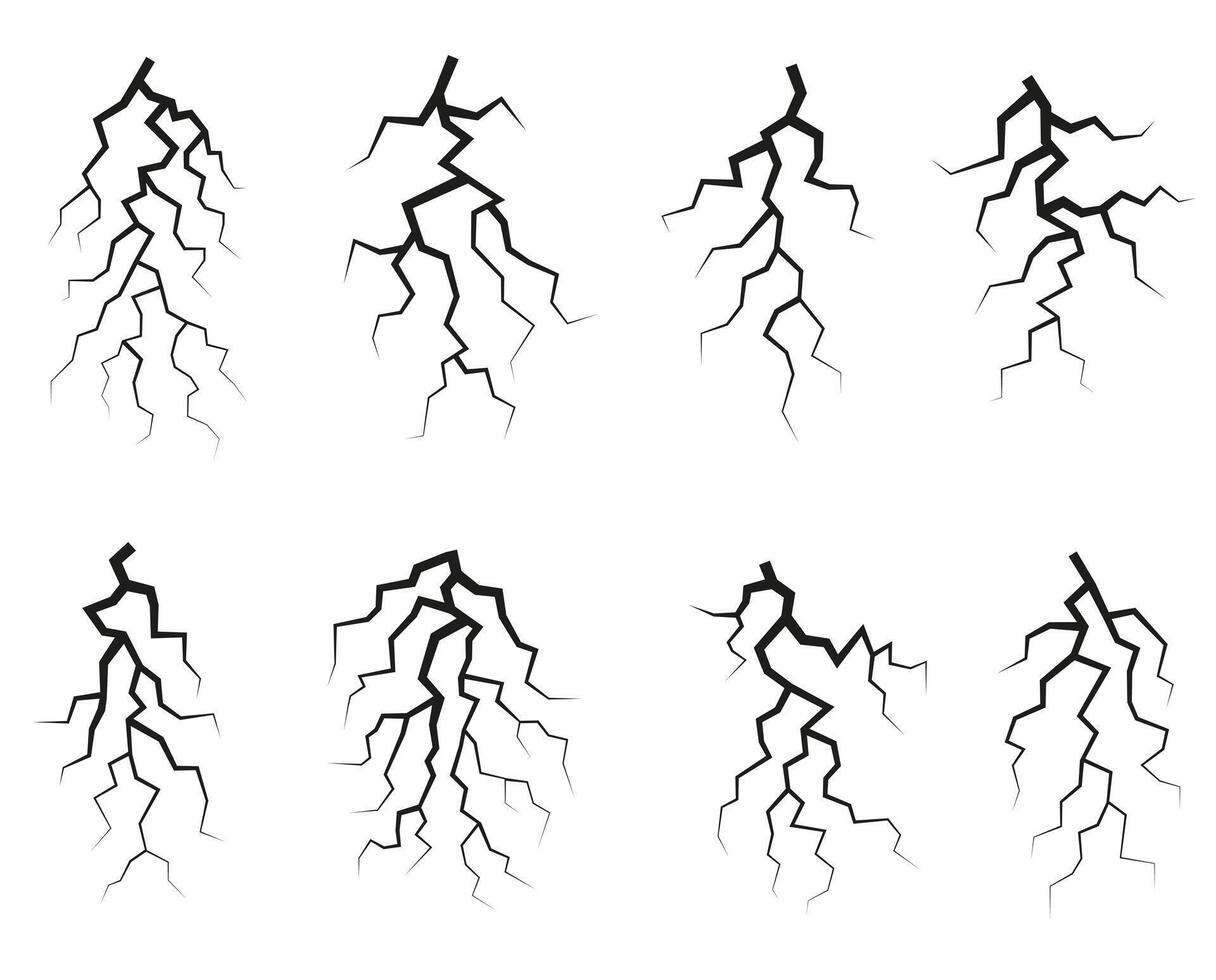 Set of cracks in the ground, cracks from natural or drought. vector