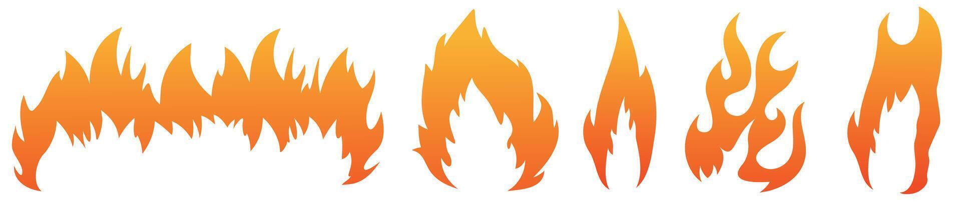 Orange fire isolated on white background. Danger concept or logo design. Gradient. vector