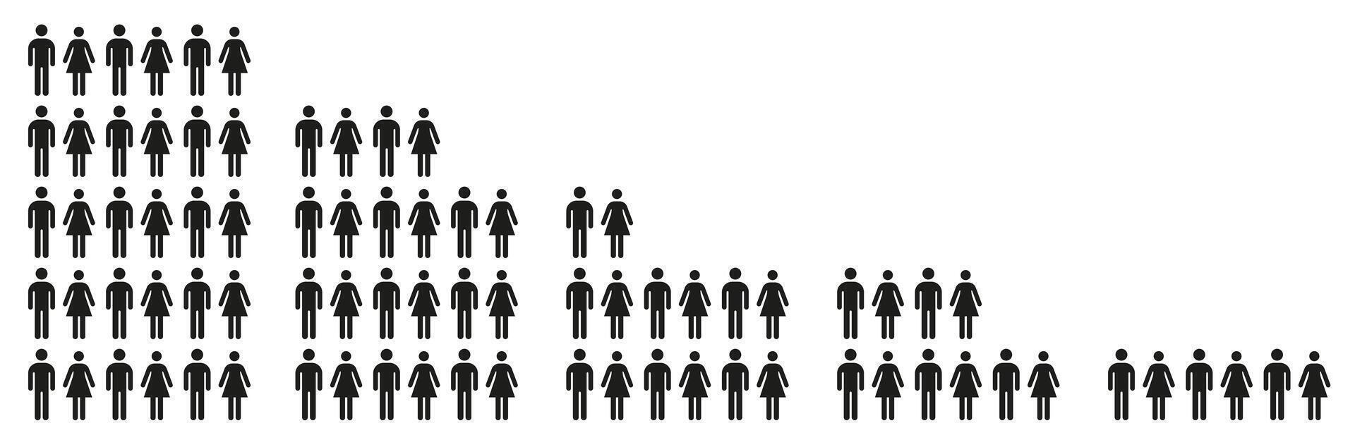 Human infographics. Gender pictogram vectors for presentation or website. Population of the planet.