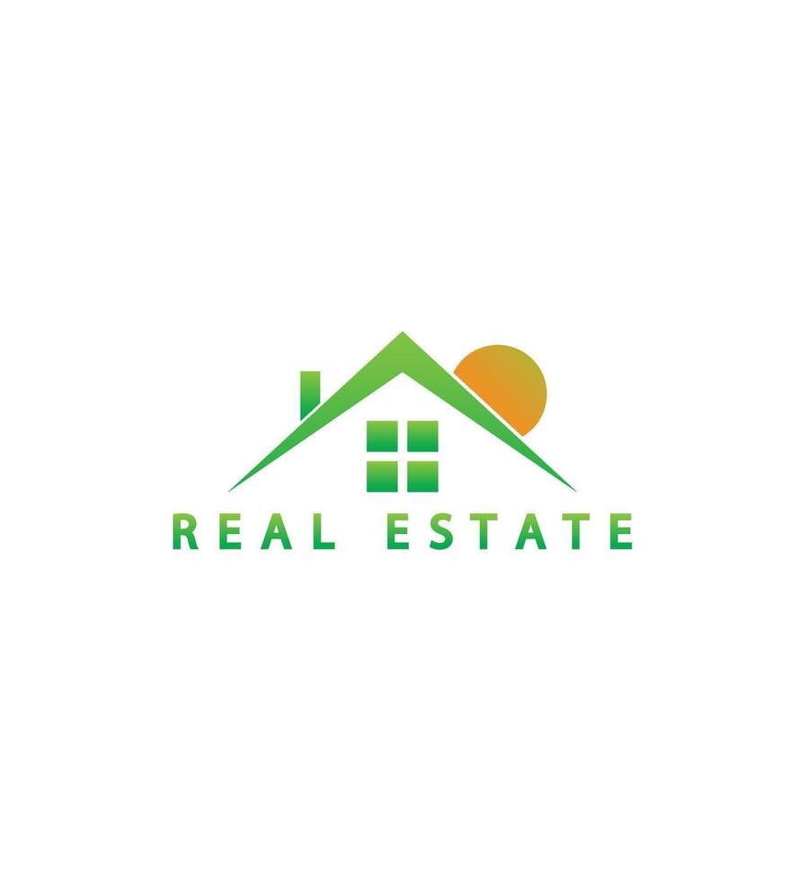 Simple logo home green vector
