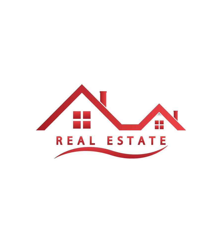 real estate logo design simple illustration.red vector