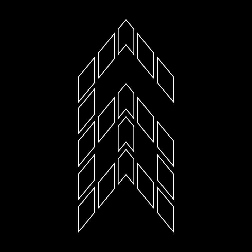 Outline logo design monogram G. Suitable for t-shirts, companies, gamers, sports, construction, and so on. The outline logo is in the form of arrows. Logo Outline Style Arrows and Buildings. vector