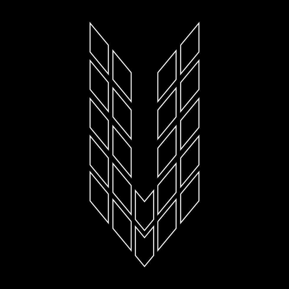 Outline logo design monogram U. Suitable for t-shirts, companies, gamers, sports, construction, and so on. The outline logo is in the form of arrows. Logo Outline Style Arrows and Buildings. vector