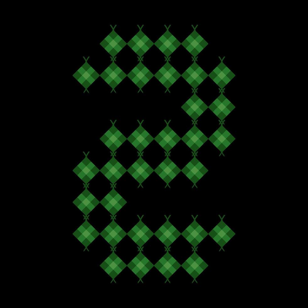 Lowercase letter z ketupat. Ketupat is a typical Eid food made from rice wrapped in a woven coconut leaves. Ketupat comes from the island of Java and has been around since the 15th century. vector