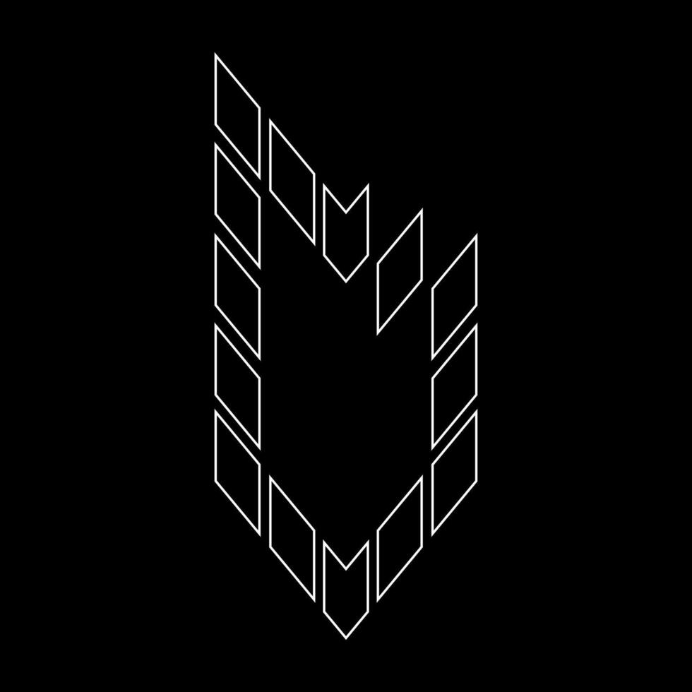 Outline logo design letter D. Suitable for t-shirts, companies, gamers, sports, construction, and so on. The outline logo is in the form of arrows. Logo Outline Style Arrows and Buildings. vector