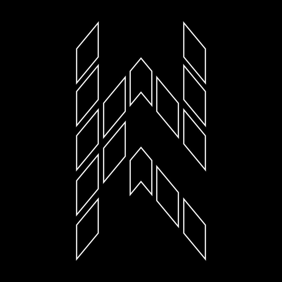 Outline logo design monogram K. Suitable for t-shirts, companies, gamers, sports, construction, and so on. The outline logo is in the form of arrows. Logo Outline Style Arrows and Buildings. vector