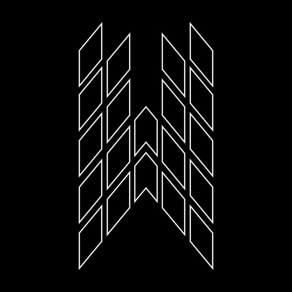 Outline logo design monogram W. Suitable for t-shirts, companies, gamers, sports, construction, and so on. The outline logo is in the form of arrows. Logo Outline Style Arrows and Buildings. vector