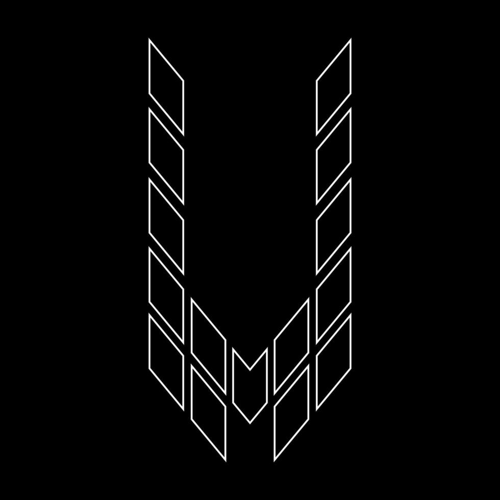 Outline logo design letter U. Suitable for t-shirts, companies, gamers, sports, construction, and so on. The outline logo is in the form of arrows. Logo Outline Style Arrows and Buildings. vector