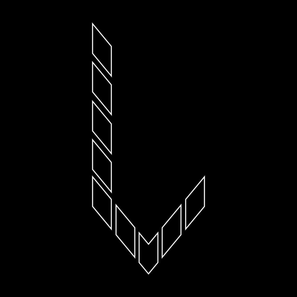 Outline logo design letter L. Suitable for t-shirts, companies, gamers, sports, construction, and so on. The outline logo is in the form of arrows. Logo Outline Style Arrows and Buildings. vector