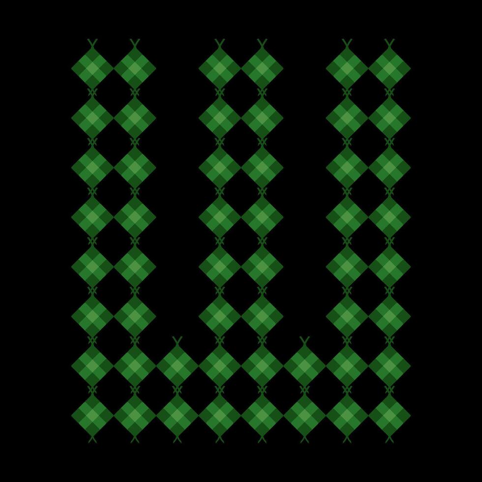 Lowercase alphabet w ketupat. Ketupat is a typical Eid food made from rice wrapped in a woven coconut leaves. Ketupat comes from the island of Java and has been around since the 15th century. vector