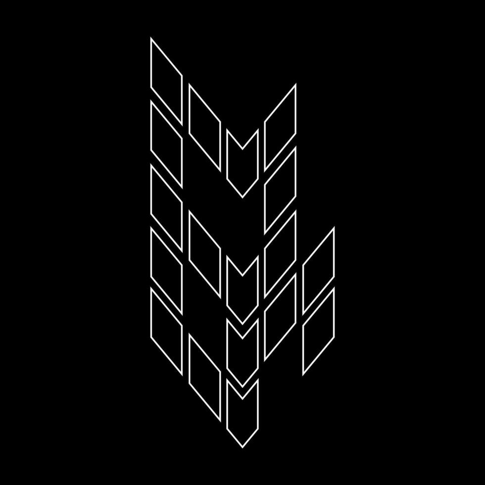 Outline logo design letter Q. Suitable for t-shirts, companies, gamers, sports, construction, and so on. The outline logo is in the form of arrows. Logo Outline Style Arrows and Buildings. vector