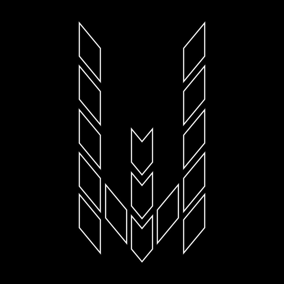 Outline logo design letter 'W'. Suitable for t-shirts, companies, gamers, sports, construction, and so on. The outline logo is in the form of arrows. Logo Outline Style Arrows and Buildings. vector