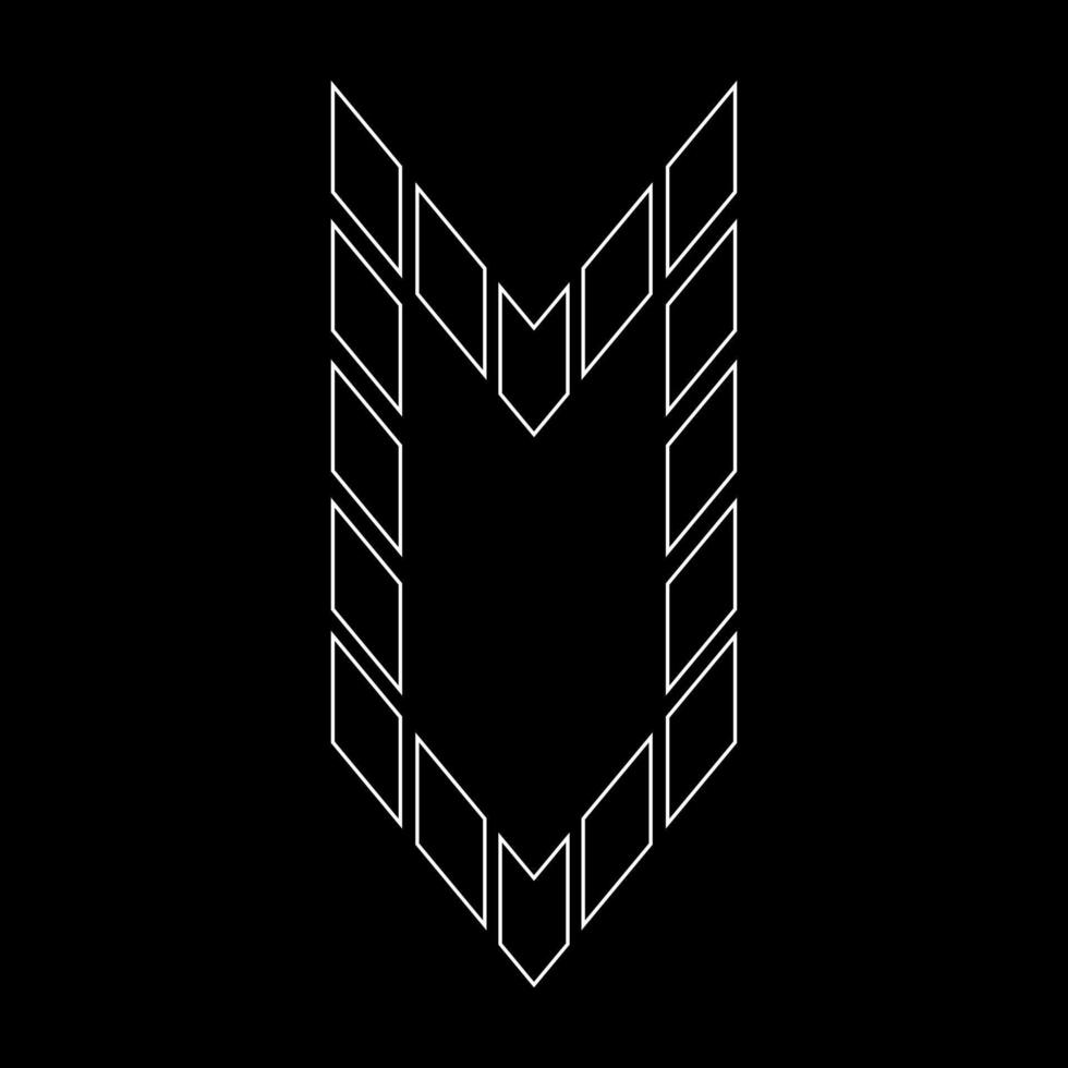Outline logo design letter O. Suitable for t-shirts, companies, gamers, sports, construction, and so on. The outline logo is in the form of arrows. Logo Outline Style Arrows and Buildings. vector