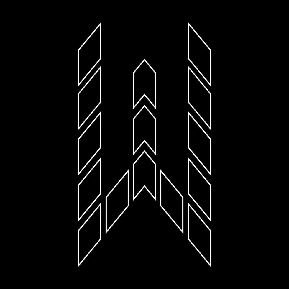 Outline logo design letter W. Suitable for t-shirts, companies, gamers, sports, construction, and so on. The outline logo is in the form of arrows. Logo Outline Style Arrows and Buildings. vector
