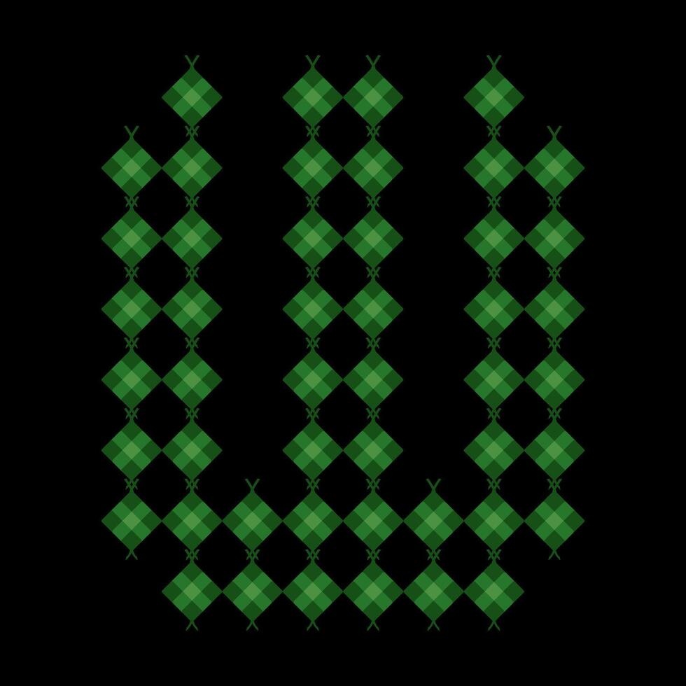Lowercase letter w ketupat. Ketupat is a typical Eid food made from rice wrapped in a woven coconut leaves. Ketupat comes from the island of Java and has been around since the 15th century. vector