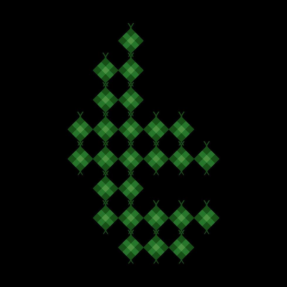 Lowercase letter t ketupat. Ketupat is a typical Eid food made from rice wrapped in a woven coconut leaves. Ketupat comes from the island of Java and has been around since the 15th century. vector