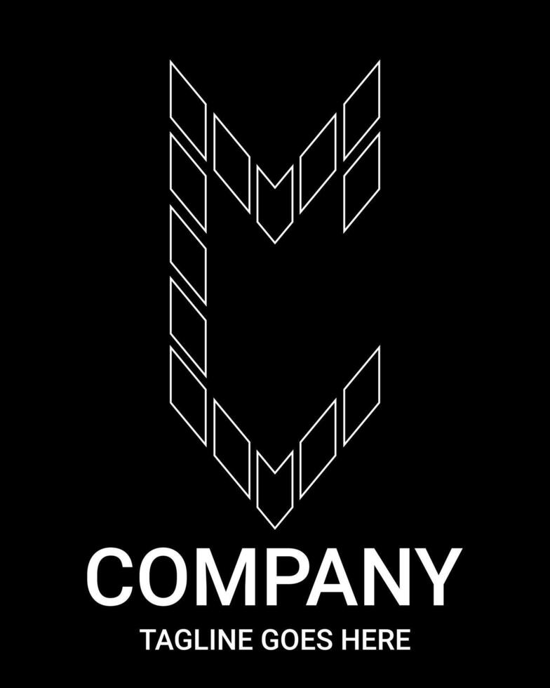 Outline logo letter c small arrow style. Suitable for t-shirts, construction, gamers, sports, baseball, basketball, etc. Logo Outline of Building Style Arrows. Lowercase logo. vector