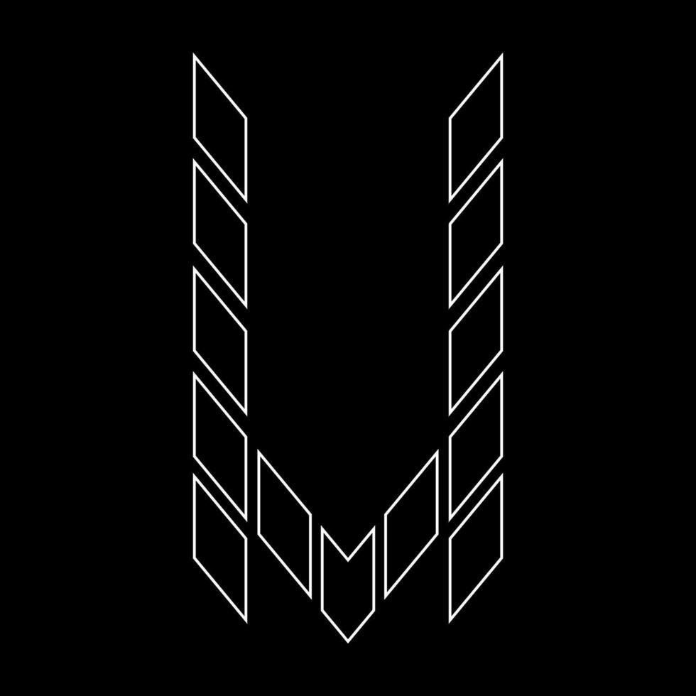 Outline logo design alphabet U. Suitable for t-shirts, companies, gamers, sports, construction, and so on. The outline logo is in the form of arrows. Logo Outline Style Arrows and Buildings. vector