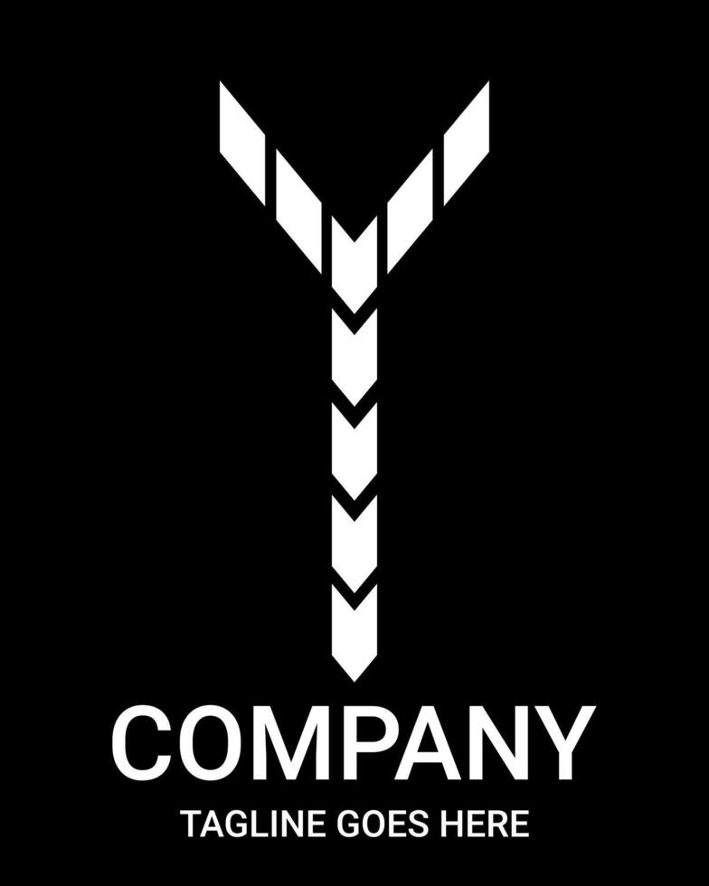 Y letter uppercase arrow style. Suitable for t-shirt, gamer, basketball, sports, baseball, rugby, tennis, motorsport, sports car, bicycle, construction, etc. Logo shape with Building Arrow Style. vector