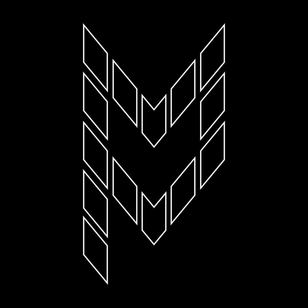 Outline logo design letter P. Suitable for t-shirts, companies, gamers, sports, construction, and so on. The outline logo is in the form of arrows. Logo Outline Style Arrows and Buildings. vector