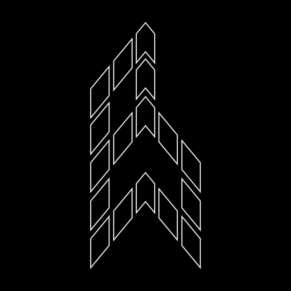Outline logo design letter B.Suitable for t-shirts, companies, gamers, sports, construction, and so on. The outline logo is in the form of arrows. Logo Outline Style Arrows and Buildings. vector