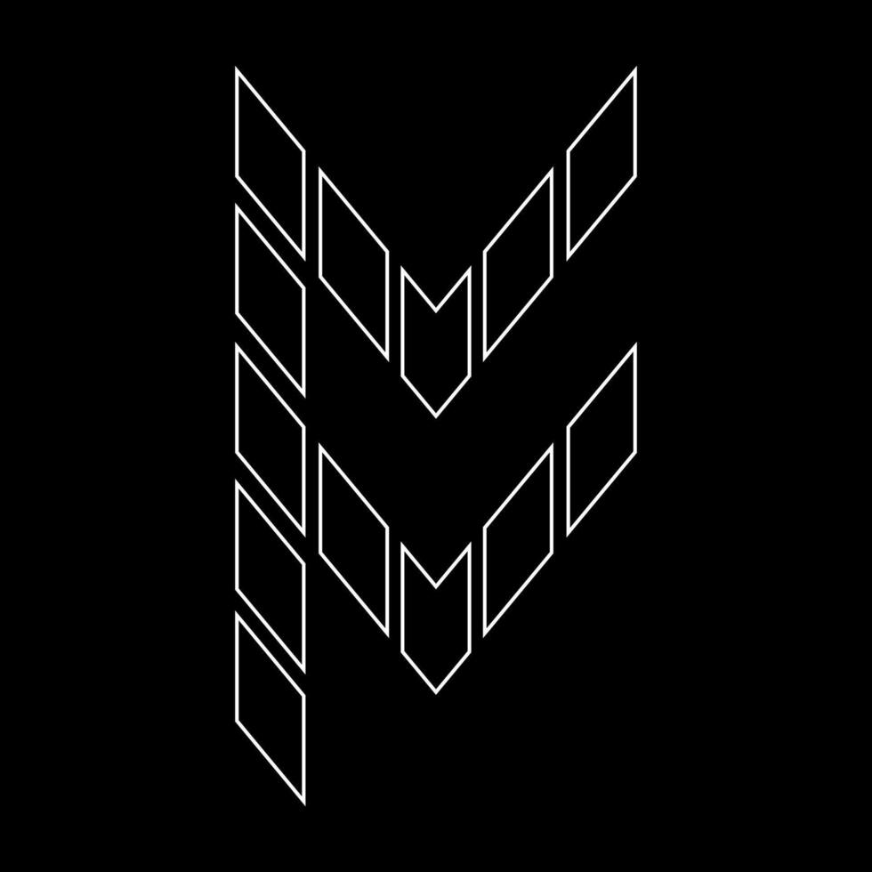Outline logo design letter F. Suitable for t-shirts, companies, gamers, sports, construction, and so on. The outline logo is in the form of arrows. Logo Outline Style Arrows and Buildings. vector