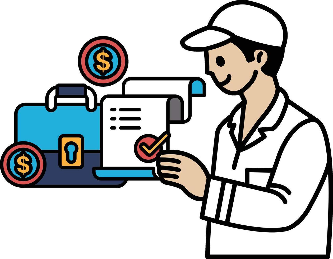 A man is holding a piece of paper with a check on it vector