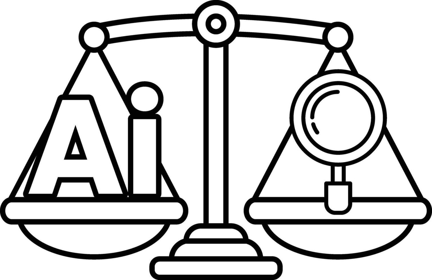 A scale with a magnifying glass on the right side vector