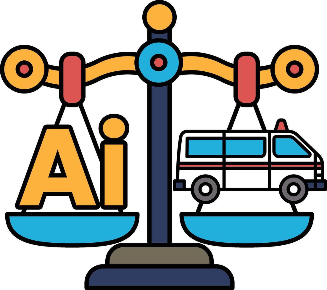 A scale with the letters AI on one side and a van on the other vector