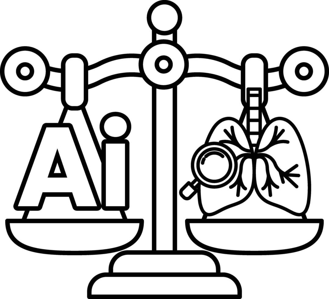 A scale with the letters AI on one side and a lung on the other vector