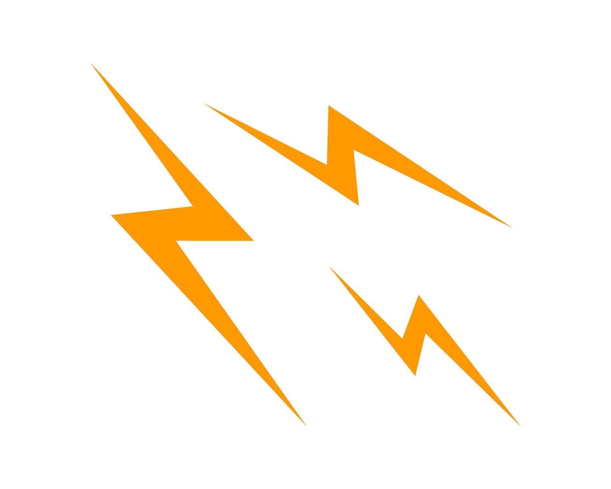 Orange bolts. Thunder icon. Flash, electric light, energy or power symbol isolated on white background. flat illustration vector