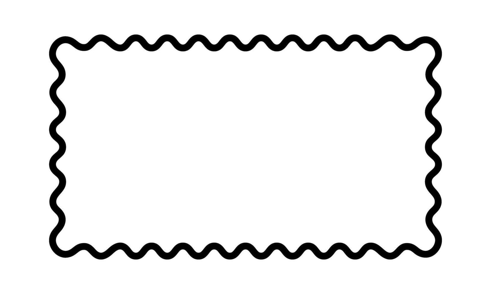 Blank rectangular frame with scalloped edges. Rectangle shape with frilly borders. Mirror, picture or photo vignette, empty text box or label isolated on white background. graphic illustration vector